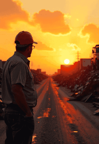 Man stand in scrap yard