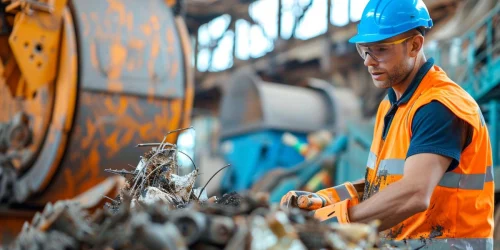 worker with scrap metal